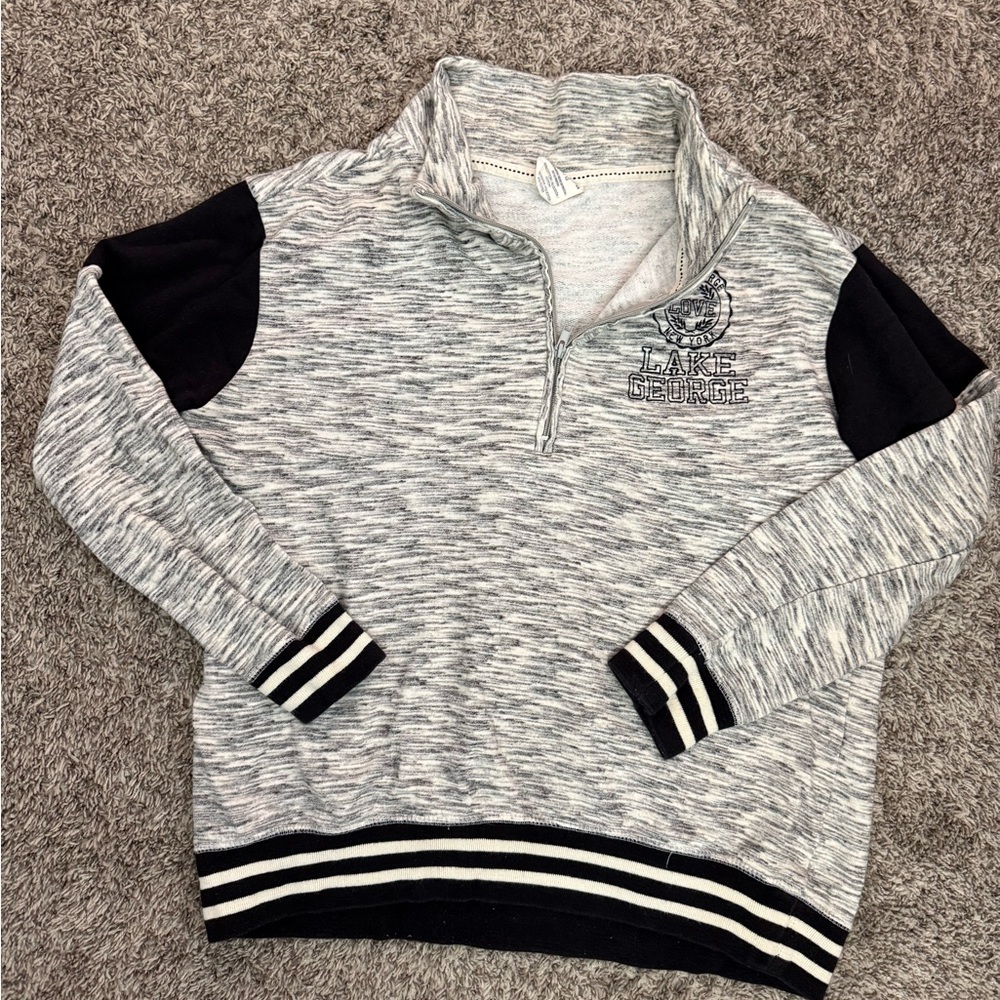 PINK VS Gray and Black Quarter-Zip Sweatshirt